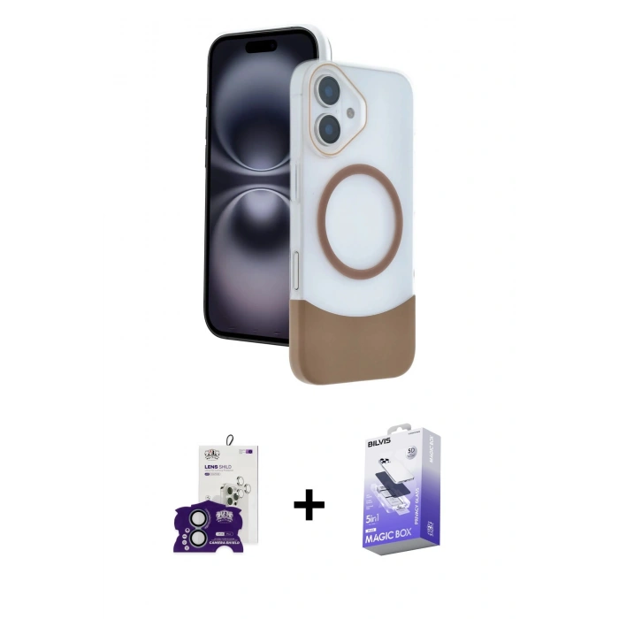 MARSİLYAN™- iPhone 16 Kılıf Kozmos Form Özel Seri - Siyah Bilvis 5in1 5D Magic Hayalet Cam Ekran Koruyucu + Yeşil Bilvis Titan Kamera Lens