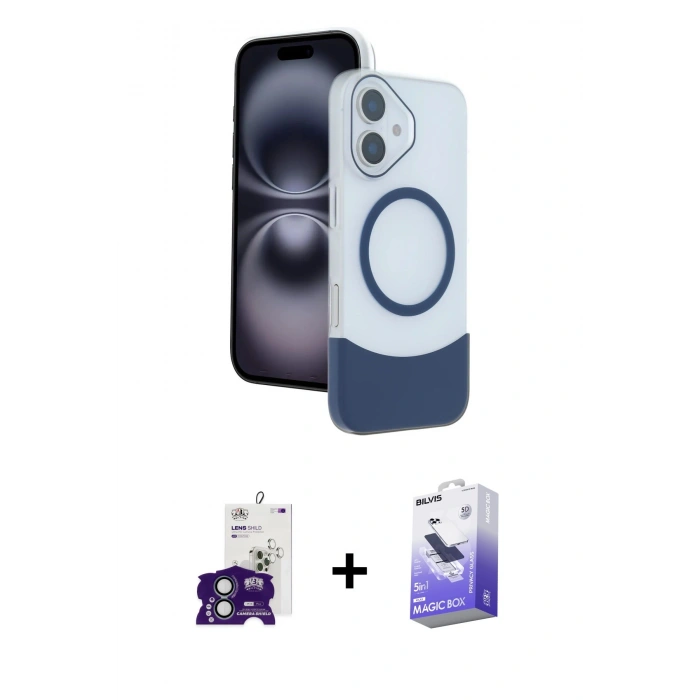 MARSİLYAN™- iPhone 16 Kılıf Kozmos Form Özel Seri - Siyah Bilvis 5in1 5D Magic Hayalet Cam Ekran Koruyucu + Yeşil Bilvis Titan Kamera Lens
