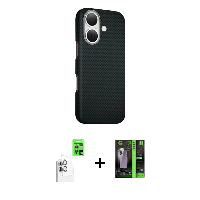 MARSİLYAN™- iPhone 16 Kılıf Kozmos Klasik Prime - Şeffaf 360 Full Body Arka Koruyucu + Raze Metal Kamera Lens - BZ