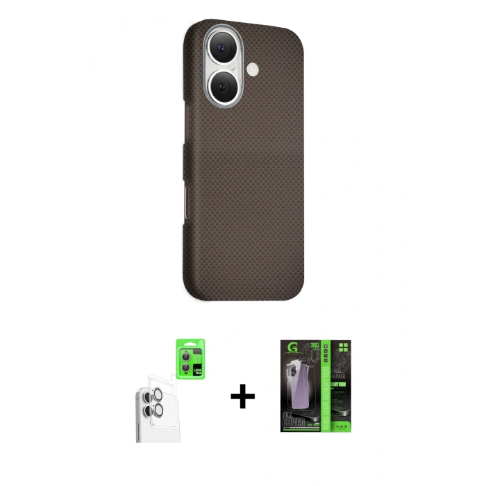 MARSİLYAN™- iPhone 16 Kılıf Kozmos Klasik Prime - Şeffaf 360 Full Body Arka Koruyucu + Raze Metal Kamera Lens - BZ
