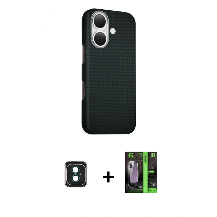 MARSİLYAN™- iPhone 16 Kılıf Kozmos Klasik Prime - Şeffaf 360 Full Body Arka Koruyucu + PVD Metal Kamera Lens - YL