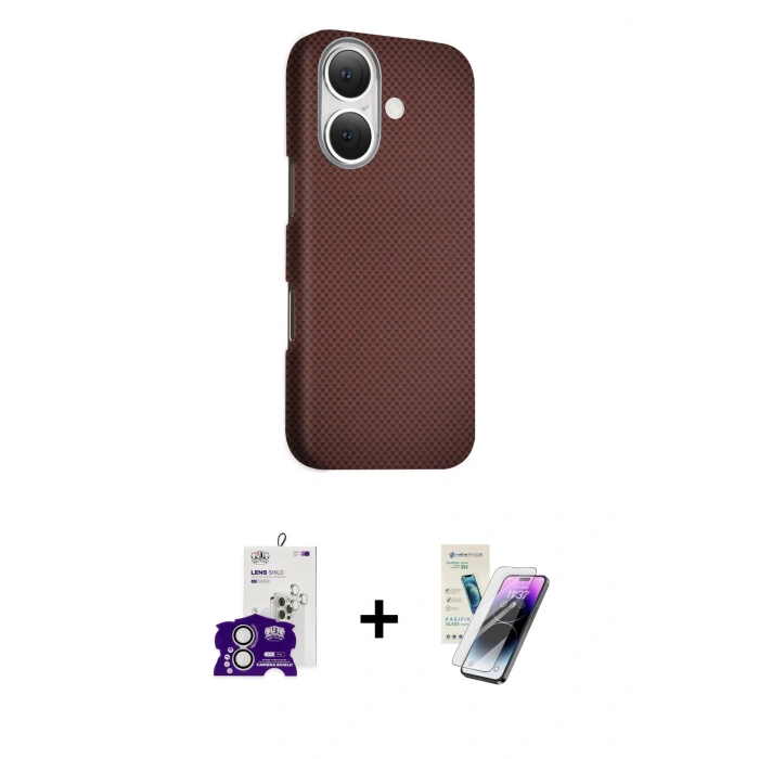 MARSİLYAN™- iPhone 16 Kılıf Kozmos Klasik Prime - Şeffaf Pasifik Cam Ekran Koruyucu + Bilvis Titan Kamera Lens - GS
