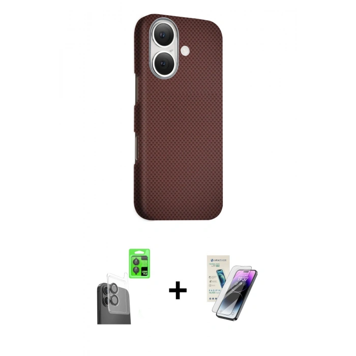 MARSİLYAN™- iPhone 16 Kılıf Kozmos Klasik Prime - Şeffaf Pasifik Cam Ekran Koruyucu + Raze Metal Kamera Lens - SH