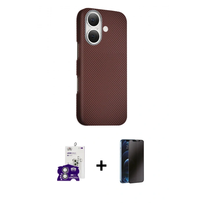 MARSİLYAN™- iPhone 16 Kılıf Kozmos Klasik Prime - Siyah 3D Antistatik Hayalet Cam Ekran Koruyucu + Bilvis Titan Kamera Lens - GS