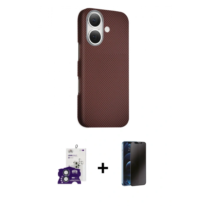MARSİLYAN™- iPhone 16 Kılıf Kozmos Klasik Prime - Siyah 3D Antistatik Hayalet Cam Ekran Koruyucu + Bilvis Titan Kamera Lens - YL