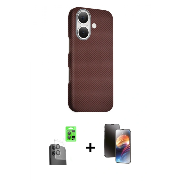 MARSİLYAN™- iPhone 16 Kılıf Kozmos Klasik Prime - Siyah 3D Antistatik Mat Seramik Nano Ekran Koruyucu + Raze Metal Kamera Lens - SH