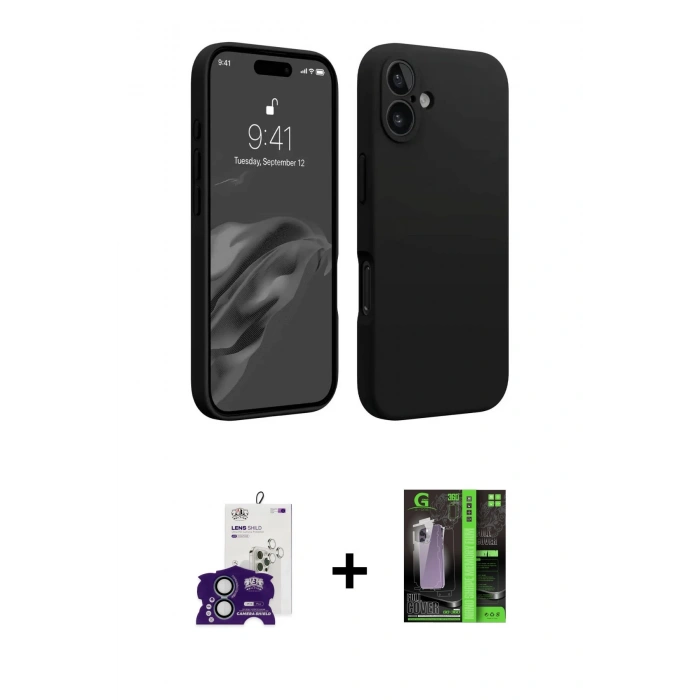 MARSİLYAN™- iPhone 16 Kılıf Kozmos Yansıma Özel Seri - Şeffaf 360 Full Body Arka Koruyucu + Bilvis Titan Kamera Lens - YL