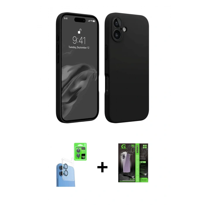 MARSİLYAN™- iPhone 16 Kılıf Kozmos Yansıma Özel Seri - Şeffaf 360 Full Body Arka Koruyucu + Raze Metal Kamera Lens - LT