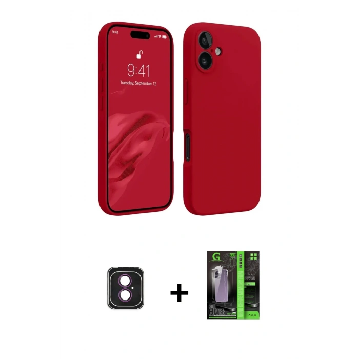 MARSİLYAN™- iPhone 16 Kılıf Kozmos Yansıma Özel Seri - Şeffaf 360 Full Body Arka Koruyucu + Pembe PVD Metal Kamera Lens