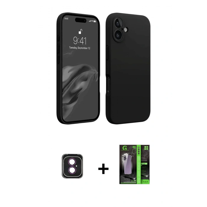 MARSİLYAN™- iPhone 16 Kılıf Kozmos Yansıma Özel Seri - Şeffaf 360 Full Body Arka Koruyucu + Pembe PVD Metal Kamera Lens