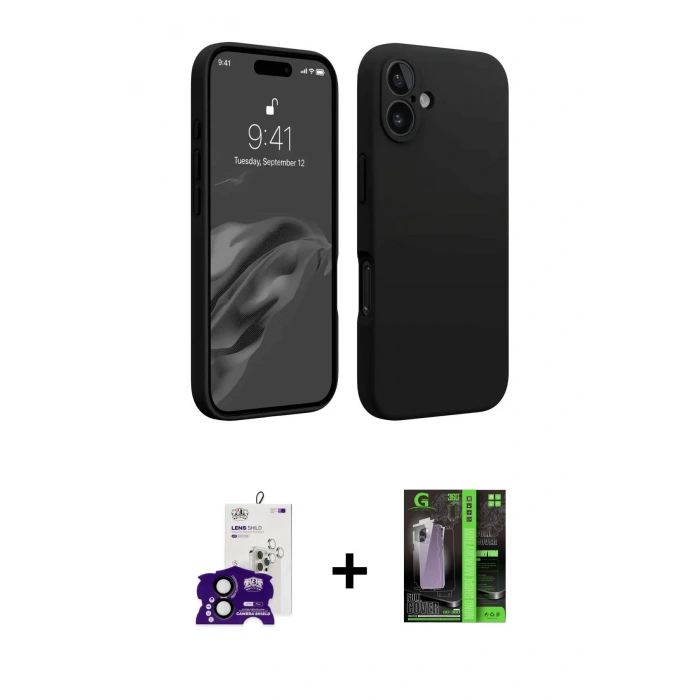 MARSİLYAN™- iPhone 16 Kılıf Kozmos Yansıma Özel Seri - Şeffaf 360 Full Body Arka Koruyucu + Bilvis Titan Kamera Lens - SH