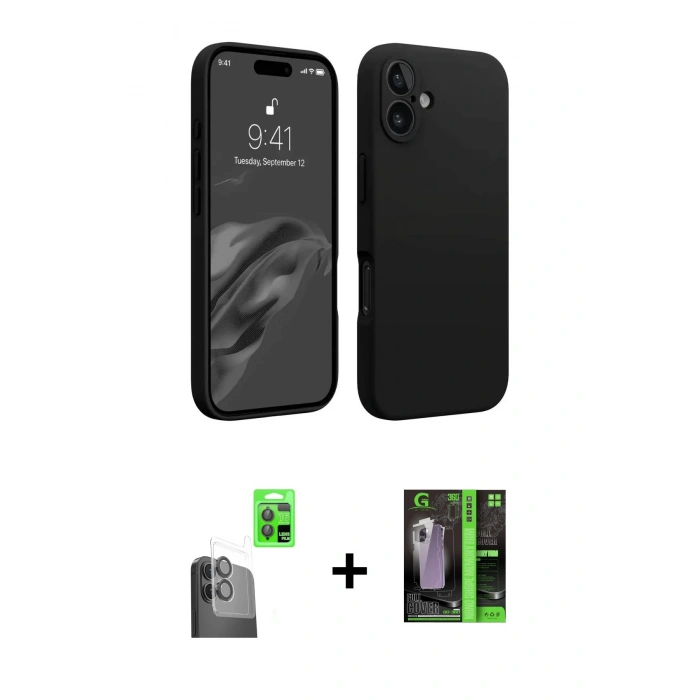 MARSİLYAN™- iPhone 16 Kılıf Kozmos Yansıma Özel Seri - Şeffaf 360 Full Body Arka Koruyucu + Raze Metal Kamera Lens - SH