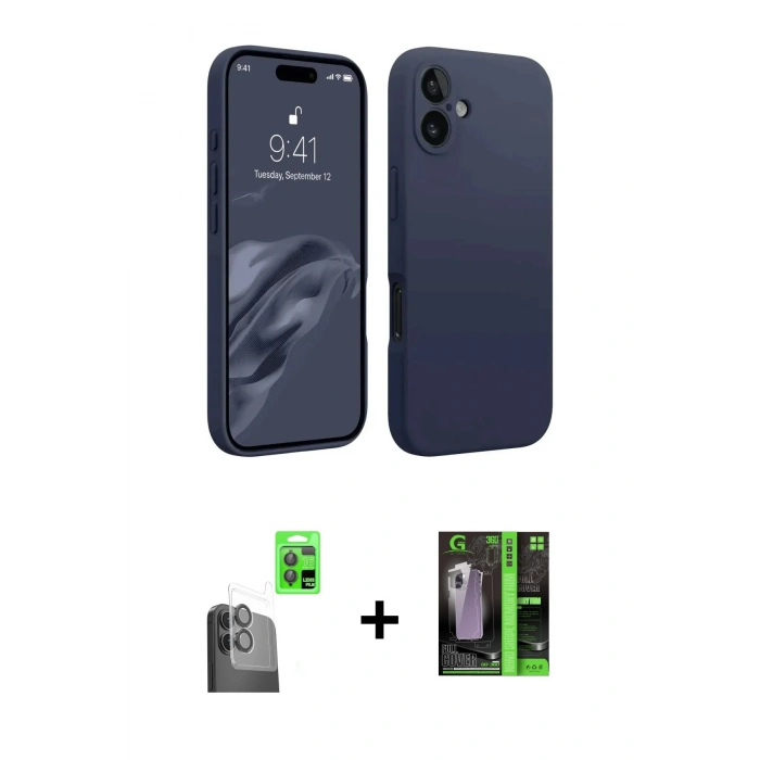 MARSİLYAN™- iPhone 16 Kılıf Kozmos Yansıma Özel Seri - Şeffaf 360 Full Body Arka Koruyucu + Raze Metal Kamera Lens - SH