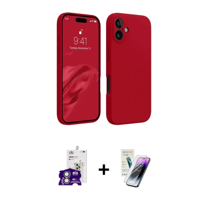 MARSİLYAN™- iPhone 16 Kılıf Kozmos Yansıma Özel Seri - Şeffaf Pasifik Cam Ekran Koruyucu + Bilvis Titan Kamera Lens - GS