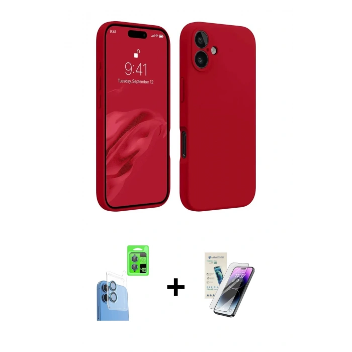 MARSİLYAN™- iPhone 16 Kılıf Kozmos Yansıma Özel Seri - Şeffaf Pasifik Cam Ekran Koruyucu + Raze Metal Kamera Lens - LT