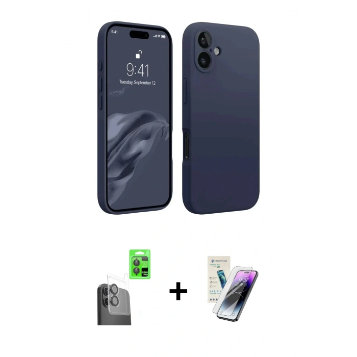 MARSİLYAN™- iPhone 16 Kılıf Kozmos Yansıma Özel Seri - Şeffaf Pasifik Cam Ekran Koruyucu + Raze Metal Kamera Lens - SH