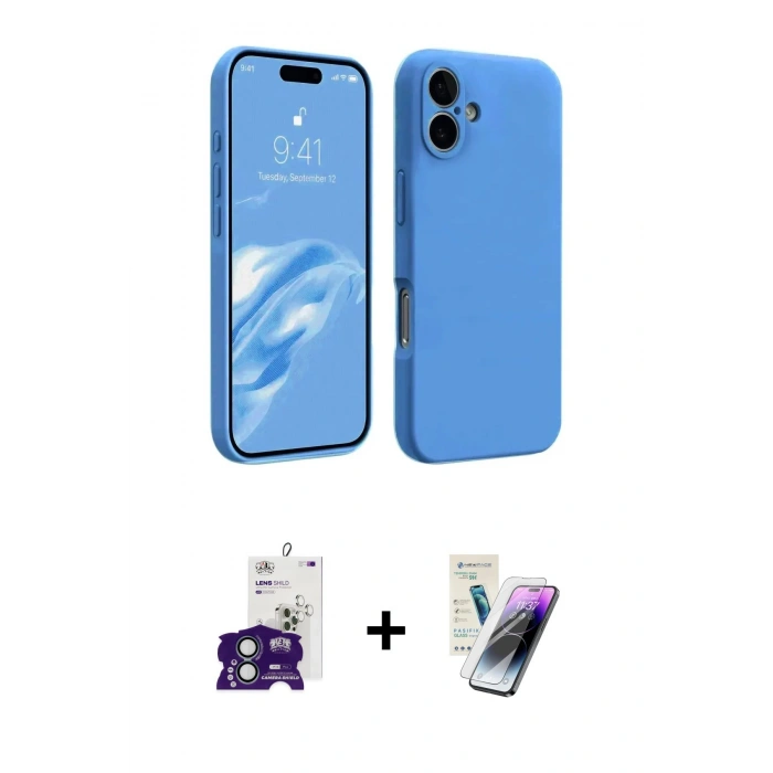 MARSİLYAN™- iPhone 16 Kılıf Kozmos Yansıma Özel Seri - Şeffaf Pasifik Cam Ekran Koruyucu + Bilvis Titan Kamera Lens - YL