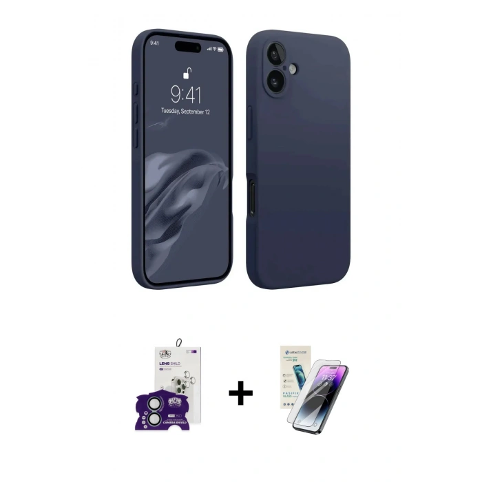 MARSİLYAN™- iPhone 16 Kılıf Kozmos Yansıma Özel Seri - Şeffaf Pasifik Cam Ekran Koruyucu + Bilvis Titan Kamera Lens - YL