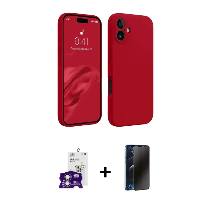 MARSİLYAN™- iPhone 16 Kılıf Kozmos Yansıma Özel Seri - Siyah 3D Antistatik Hayalet Cam Ekran Koruyucu + Bilvis Titan Kamera Lens - PE