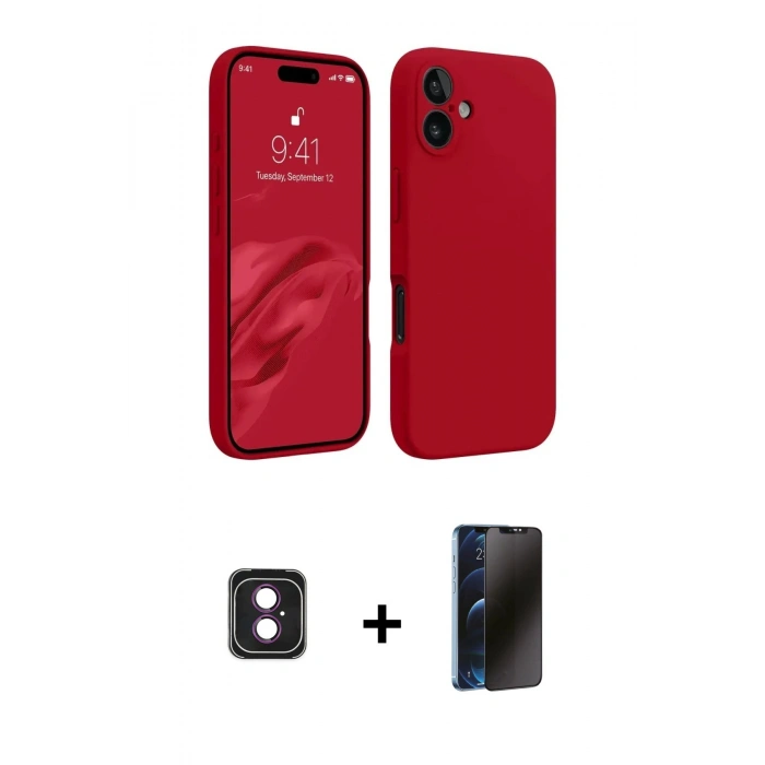 MARSİLYAN™- iPhone 16 Kılıf Kozmos Yansıma Özel Seri - Siyah 3D Antistatik Hayalet Cam Ekran Koruyucu + PVD Metal Kamera Lens - PE