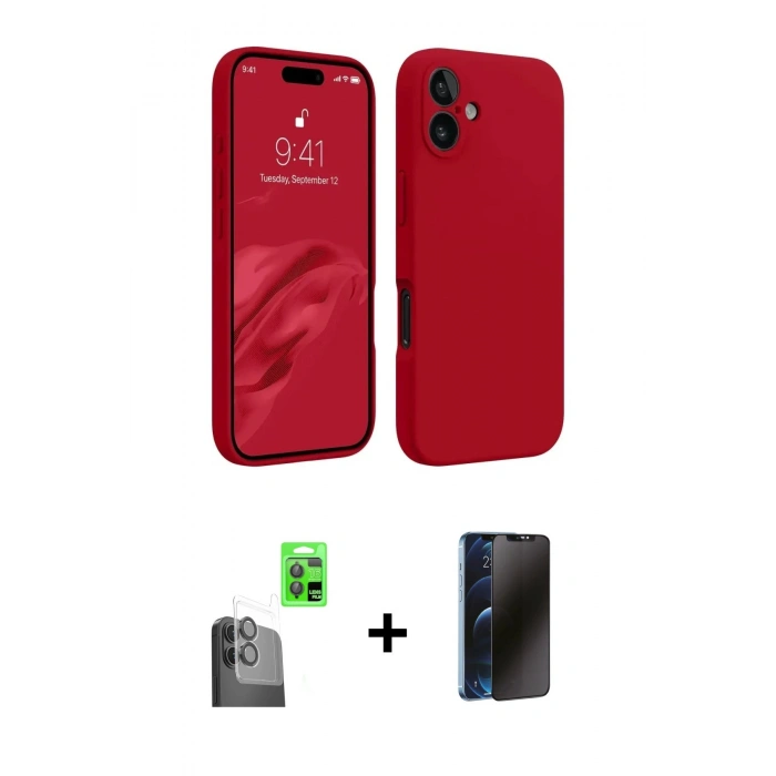 MARSİLYAN™- iPhone 16 Kılıf Kozmos Yansıma Özel Seri - Siyah 3D Antistatik Hayalet Cam Ekran Koruyucu + Raze Metal Kamera Lens - SH