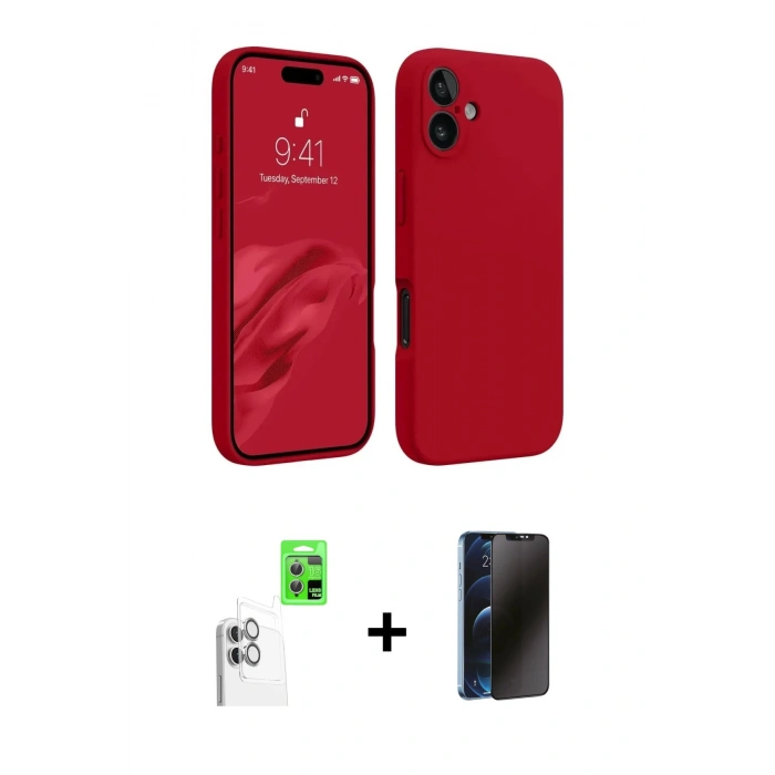 MARSİLYAN™- iPhone 16 Kılıf Kozmos Yansıma Özel Seri - Siyah 3D Antistatik Hayalet Cam Ekran Koruyucu + Raze Metal Kamera Lens - BZ