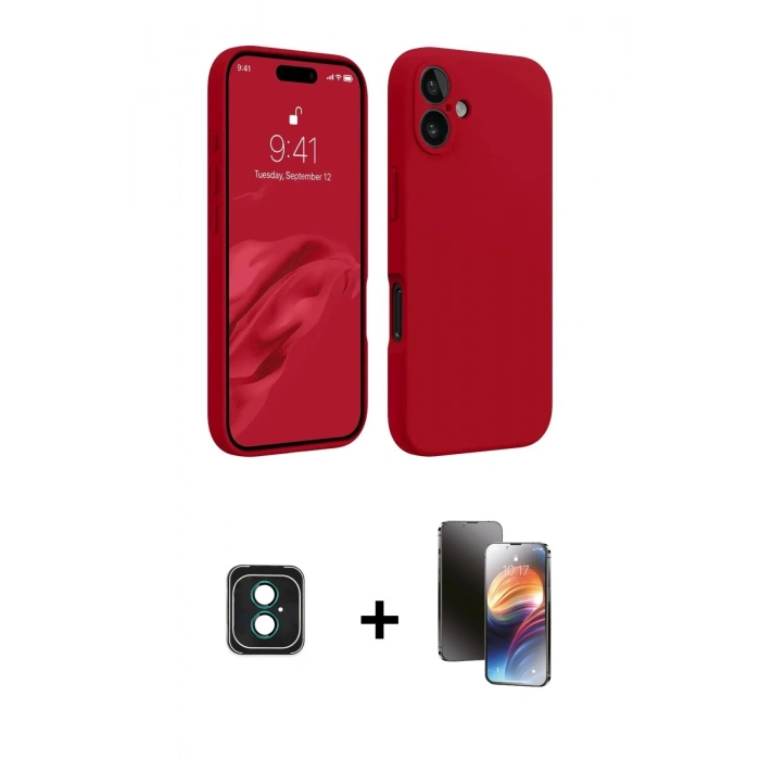 MARSİLYAN™- iPhone 16 Kılıf Kozmos Yansıma Özel Seri - Siyah 3D Antistatik Mat Seramik Nano Ekran Koruyucu + PVD Metal Kamera Lens - YL