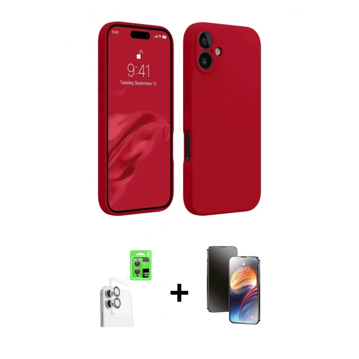 MARSİLYAN™- iPhone 16 Kılıf Kozmos Yansıma Özel Seri - Siyah 3D Antistatik Mat Seramik Nano Ekran Koruyucu + Raze Metal Kamera Lens - BZ