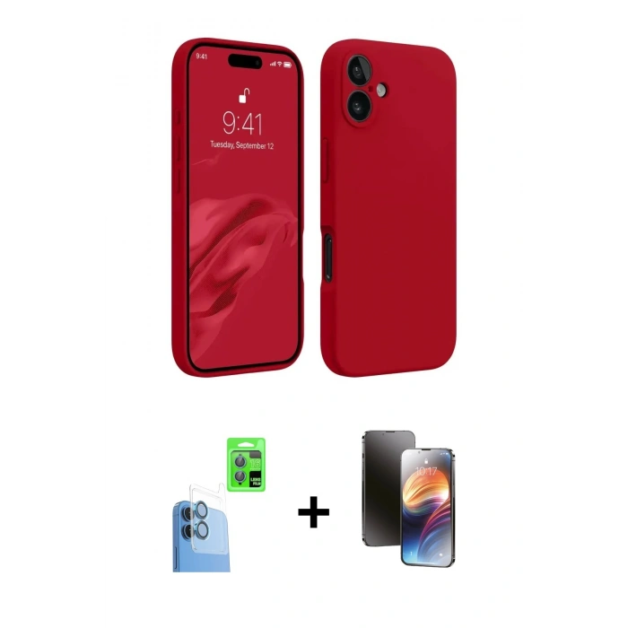 MARSİLYAN™- iPhone 16 Kılıf Kozmos Yansıma Özel Seri - Siyah 3D Antistatik Mat Seramik Nano Ekran Koruyucu + Raze Metal Kamera Lens - LT