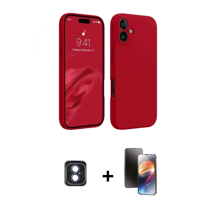 MARSİLYAN™- iPhone 16 Kılıf Kozmos Yansıma Özel Seri - Siyah 3D Antistatik Mat Seramik Nano Ekran Koruyucu + PVD Metal Kamera Lens - MI
