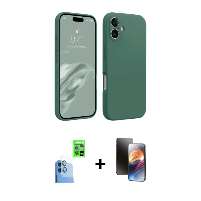 MARSİLYAN™- iPhone 16 Kılıf Kozmos Yansıma Özel Seri - Siyah 3D Antistatik Mat Seramik Nano Ekran Koruyucu + Raze Metal Kamera Lens - LT
