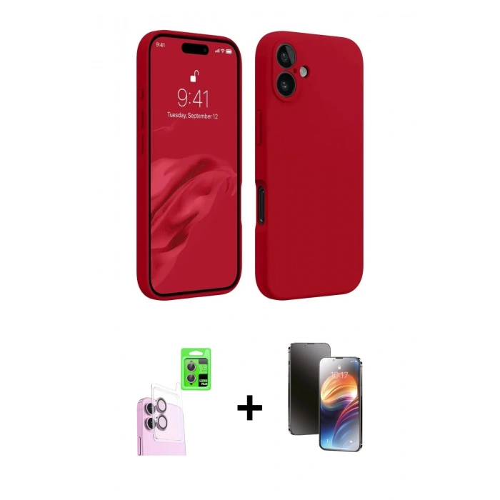 MARSİLYAN™- iPhone 16 Kılıf Kozmos Yansıma Özel Seri - Siyah 3D Antistatik Mat Seramik Nano Ekran Koruyucu + Raze Metal Kamera Lens - PE