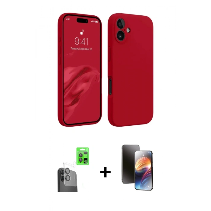 MARSİLYAN™- iPhone 16 Kılıf Kozmos Yansıma Özel Seri - Siyah 3D Antistatik Mat Seramik Nano Ekran Koruyucu + Siyah Raze Metal Kamera Lens