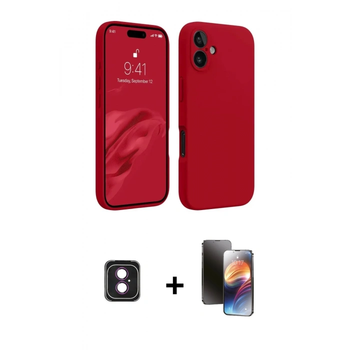 MARSİLYAN™- iPhone 16 Kılıf Kozmos Yansıma Özel Seri - Siyah 3D Antistatik Mat Seramik Nano Ekran Koruyucu + PVD Metal Kamera Lens - PE