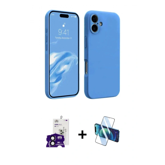MARSİLYAN™- iPhone 16 Kılıf Kozmos Yansıma Özel Seri - Siyah 3D Antistatik Seramik Nano Ekran Koruyucu + Bilvis Titan Kamera Lens - SH