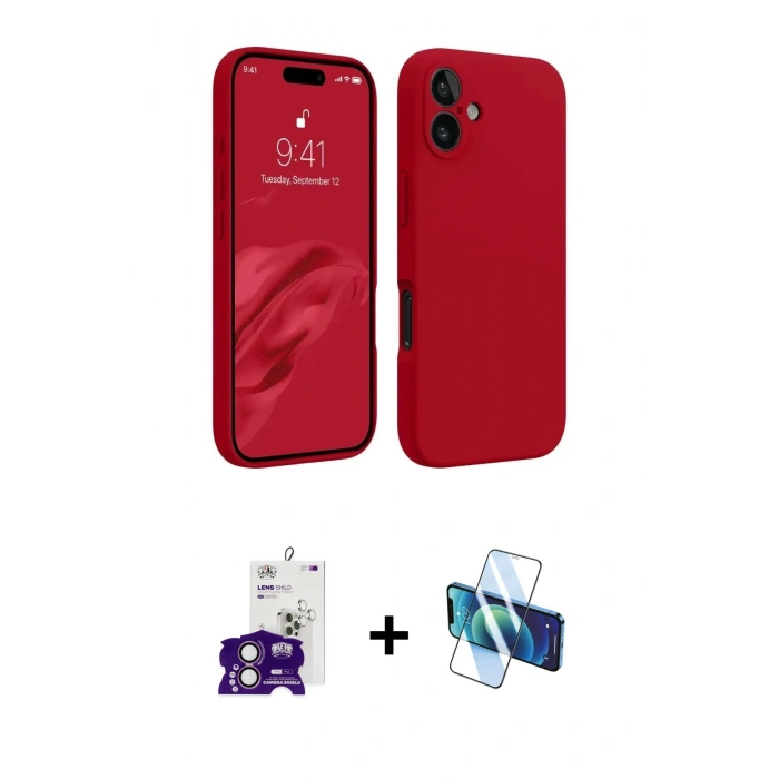 MARSİLYAN™- iPhone 16 Kılıf Kozmos Yansıma Özel Seri - Siyah 3D Antistatik Seramik Nano Ekran Koruyucu + Bilvis Titan Kamera Lens - PE