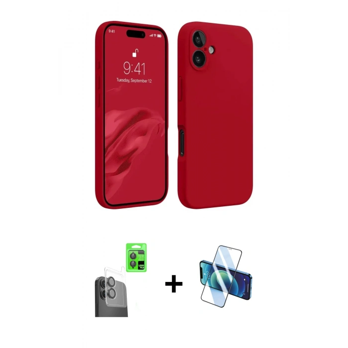 MARSİLYAN™- iPhone 16 Kılıf Kozmos Yansıma Özel Seri - Siyah 3D Antistatik Seramik Nano Ekran Koruyucu + Raze Metal Kamera Lens - SH