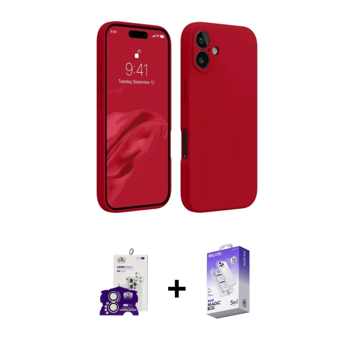 MARSİLYAN™- iPhone 16 Kılıf Kozmos Yansıma Özel Seri - Siyah Bilvis 5in1 3D Magic Cam Ekran Koruyucu + Bilvis Titan Kamera Lens - GS