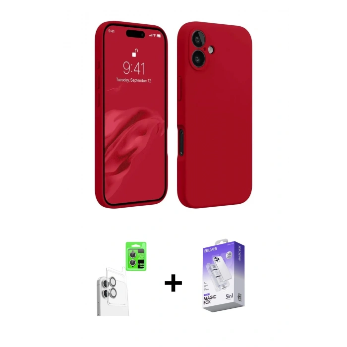 MARSİLYAN™- iPhone 16 Kılıf Kozmos Yansıma Özel Seri - Siyah Bilvis 5in1 3D Magic Cam Ekran Koruyucu + Raze Metal Kamera Lens - BZ