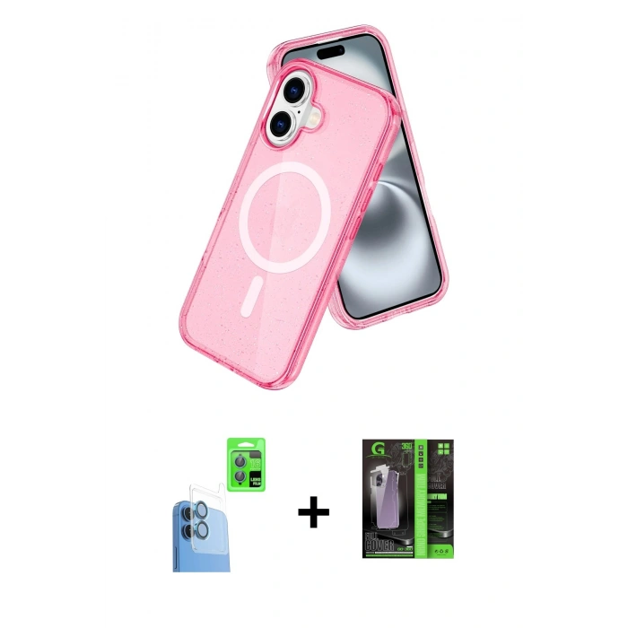 MARSİLYAN™- iPhone 16 Kılıf Nova Asil Prime - Şeffaf 360 Full Body Arka Koruyucu + Raze Metal Kamera Lens - LT