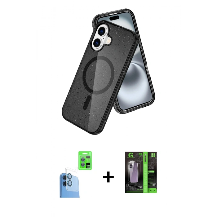 MARSİLYAN™- iPhone 16 Kılıf Nova Asil Prime - Şeffaf 360 Full Body Arka Koruyucu + Raze Metal Kamera Lens - LT