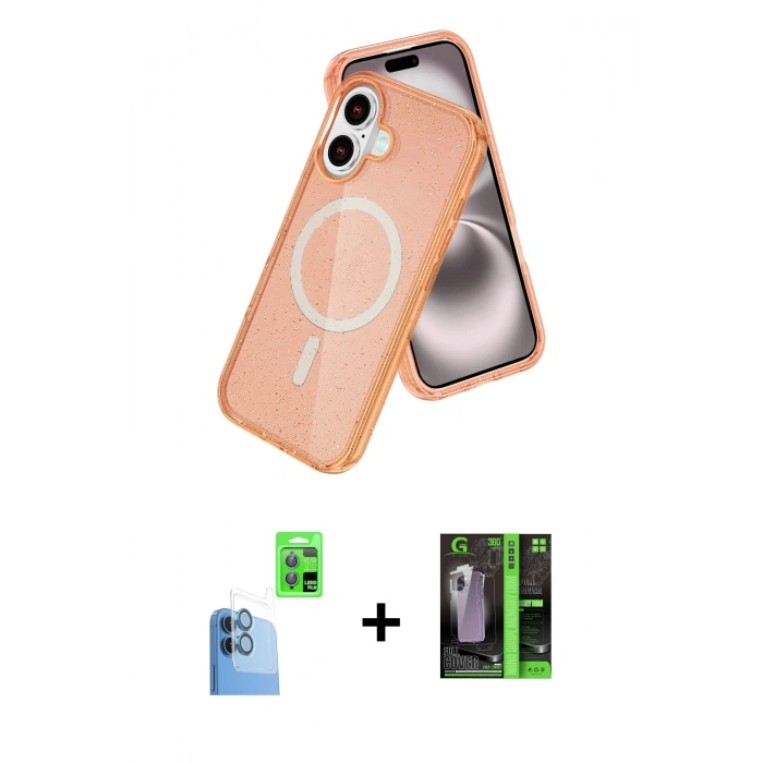 MARSİLYAN™- iPhone 16 Kılıf Nova Asil Prime - Şeffaf 360 Full Body Arka Koruyucu + Raze Metal Kamera Lens - LT