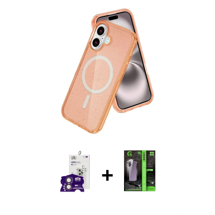 MARSİLYAN™- iPhone 16 Kılıf Nova Asil Prime - Şeffaf 360 Full Body Arka Koruyucu + Bilvis Titan Kamera Lens - PE