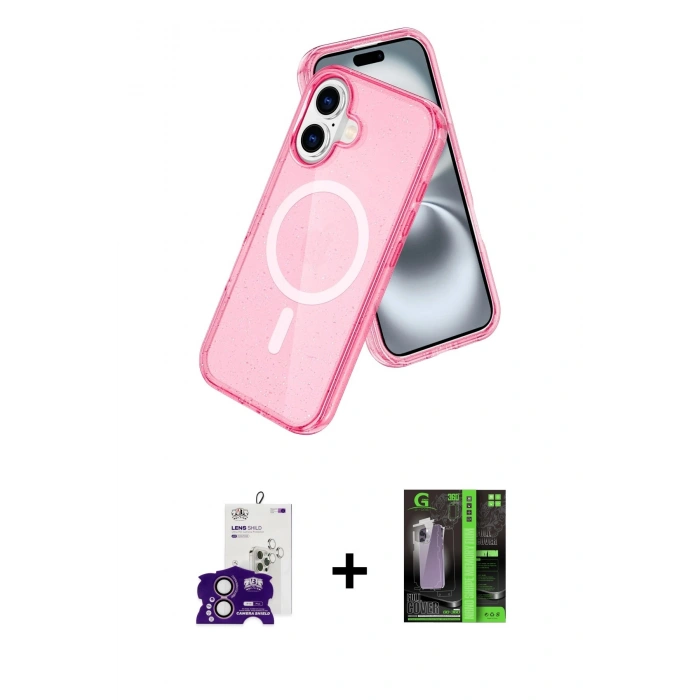 MARSİLYAN™- iPhone 16 Kılıf Nova Asil Prime - Şeffaf 360 Full Body Arka Koruyucu + Bilvis Titan Kamera Lens - PE