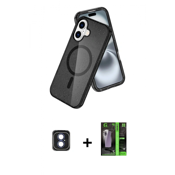 MARSİLYAN™- iPhone 16 Kılıf Nova Asil Prime - Şeffaf 360 Full Body Arka Koruyucu + PVD Metal Kamera Lens - MI