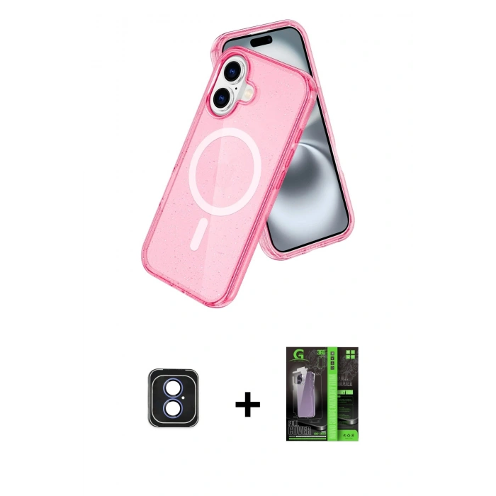 MARSİLYAN™- iPhone 16 Kılıf Nova Asil Prime - Şeffaf 360 Full Body Arka Koruyucu + PVD Metal Kamera Lens - MI