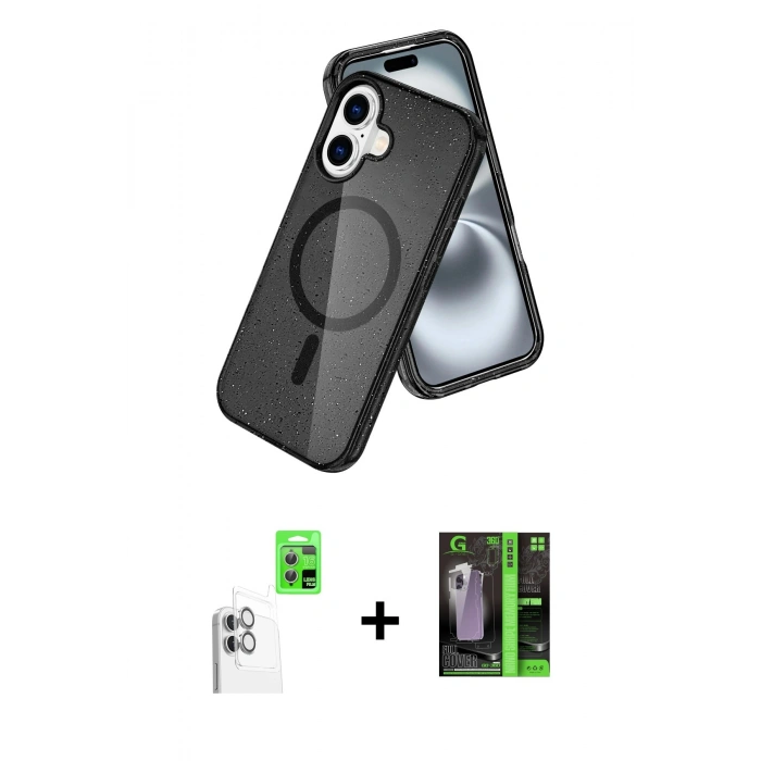 MARSİLYAN™- iPhone 16 Kılıf Nova Asil Prime - Şeffaf 360 Full Body Arka Koruyucu + Raze Metal Kamera Lens - BZ
