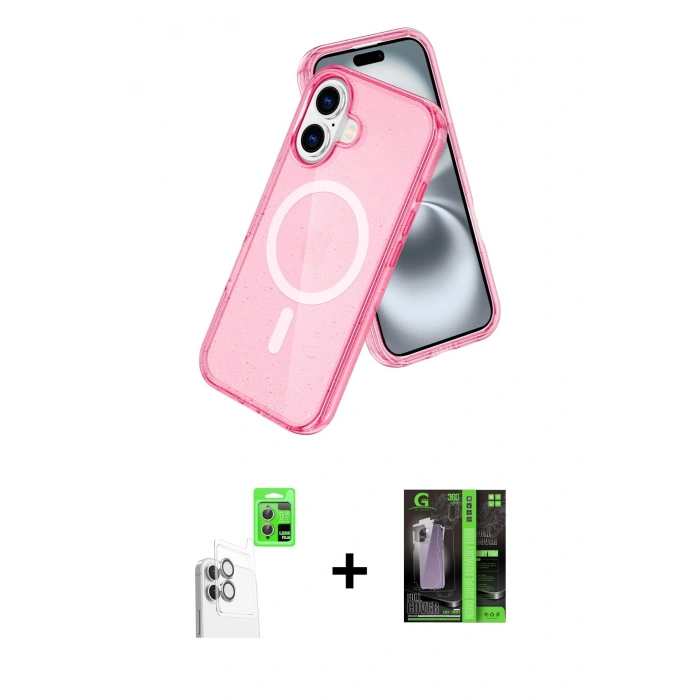 MARSİLYAN™- iPhone 16 Kılıf Nova Asil Prime - Şeffaf 360 Full Body Arka Koruyucu + Raze Metal Kamera Lens - BZ