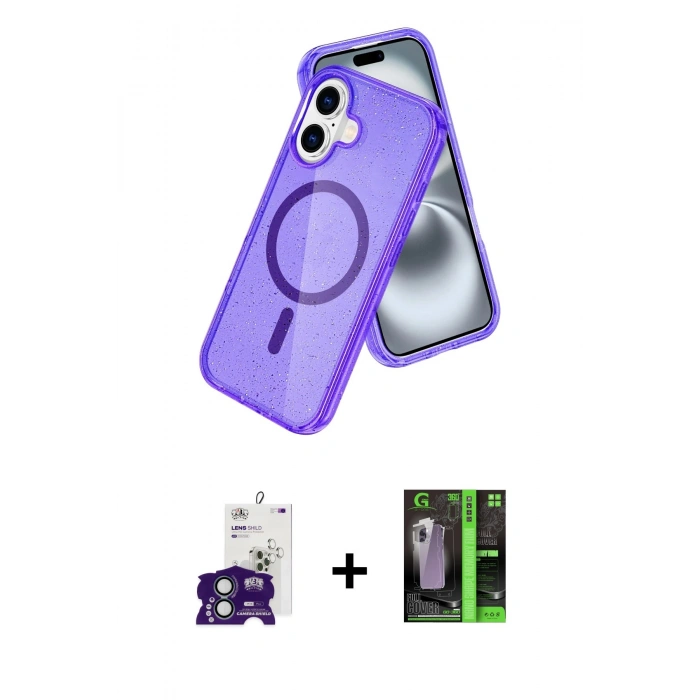 MARSİLYAN™- iPhone 16 Kılıf Nova Asil Prime - Şeffaf 360 Full Body Arka Koruyucu + Bilvis Titan Kamera Lens - YL