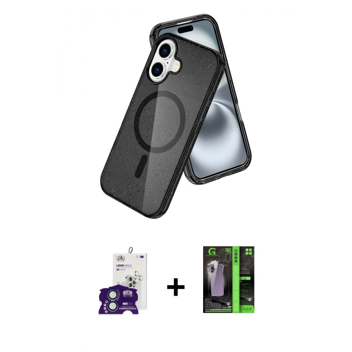 MARSİLYAN™- iPhone 16 Kılıf Nova Asil Prime - Şeffaf 360 Full Body Arka Koruyucu + Bilvis Titan Kamera Lens - YL